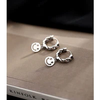 silver twist smiley face earrings thai silver cold earrings retro simple student female earrings 2021 trend party jewelry