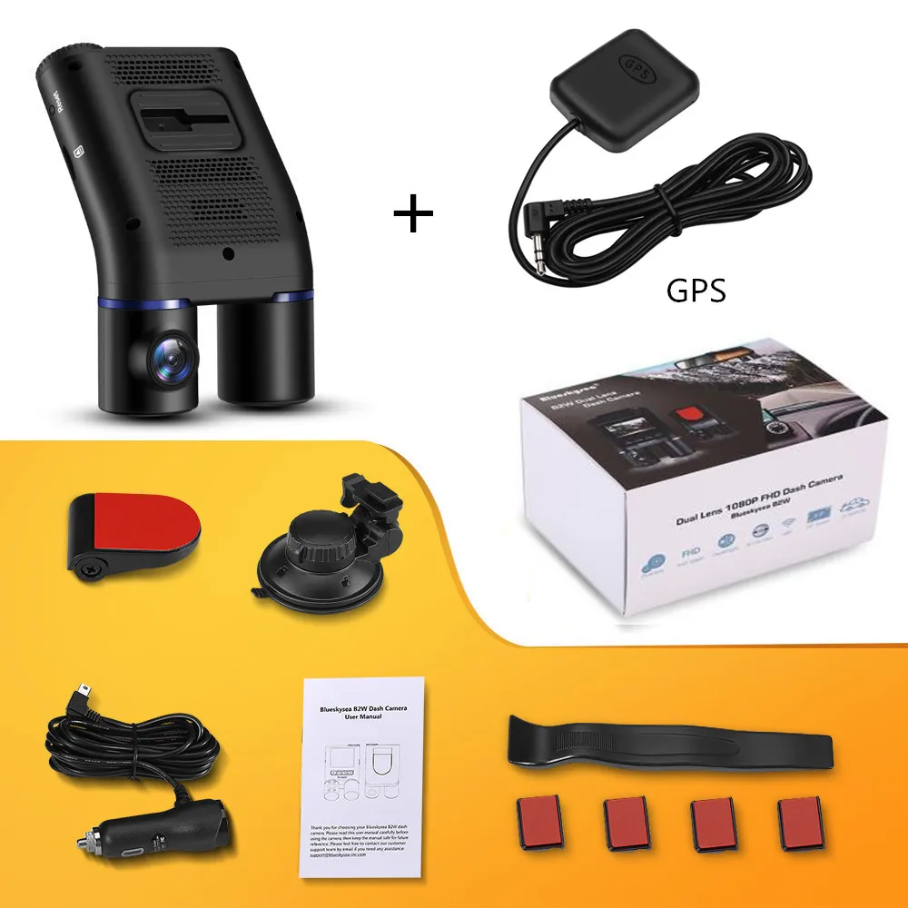 Add GPS Blueskysea B2W видеорегистратор для автомобиля, Full HD 1080 P, Wi-Fi, видеорегистратор с поворотным режимом парковки, Автомобильный видеорегистратор для Uber Lyft, такси, автобуса - Название цвета: Add GPS
