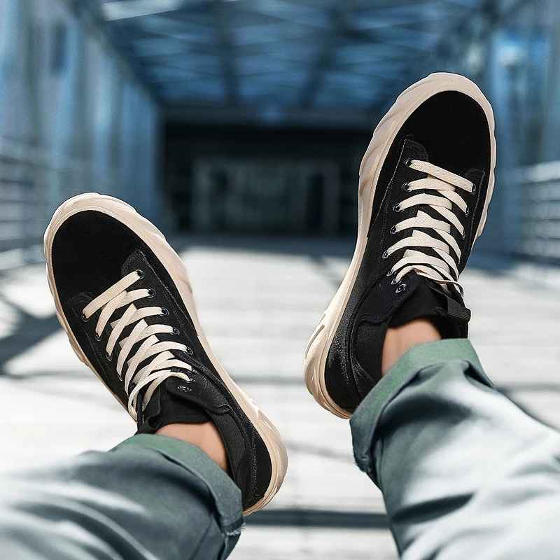 

New Arrive Men Causal Shoes Autumn Winter Front Lace-Up Leather Ankle Boots Shoes Man Casual High Top Canvas Men shoes