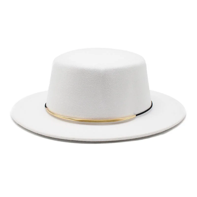 Шляпа Женская фетровая с прямым верхом простая Панама козырьком для церкви и