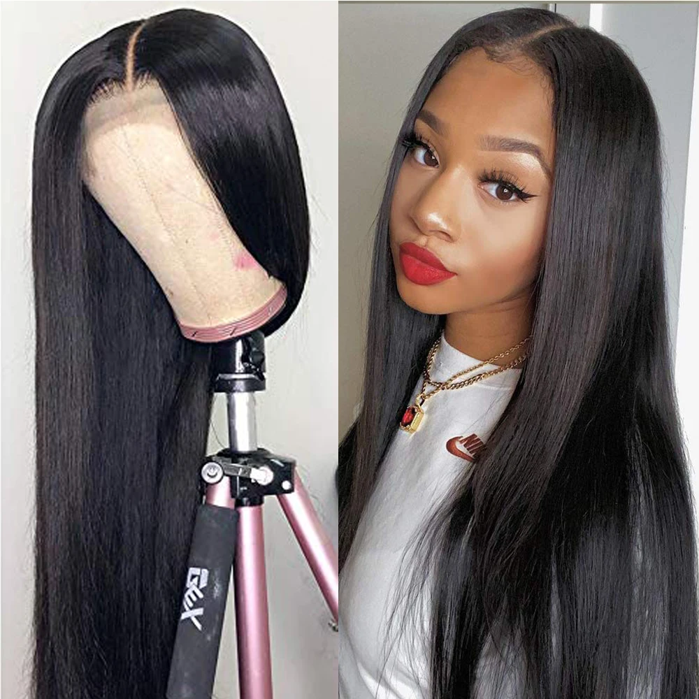 

Bone Straight Lace Front Wig 32 Inch Brazilian Remy Lace Front Human Hair Wigs Pre Plucked 180% 4x4 Lace Closure Frontal Wig