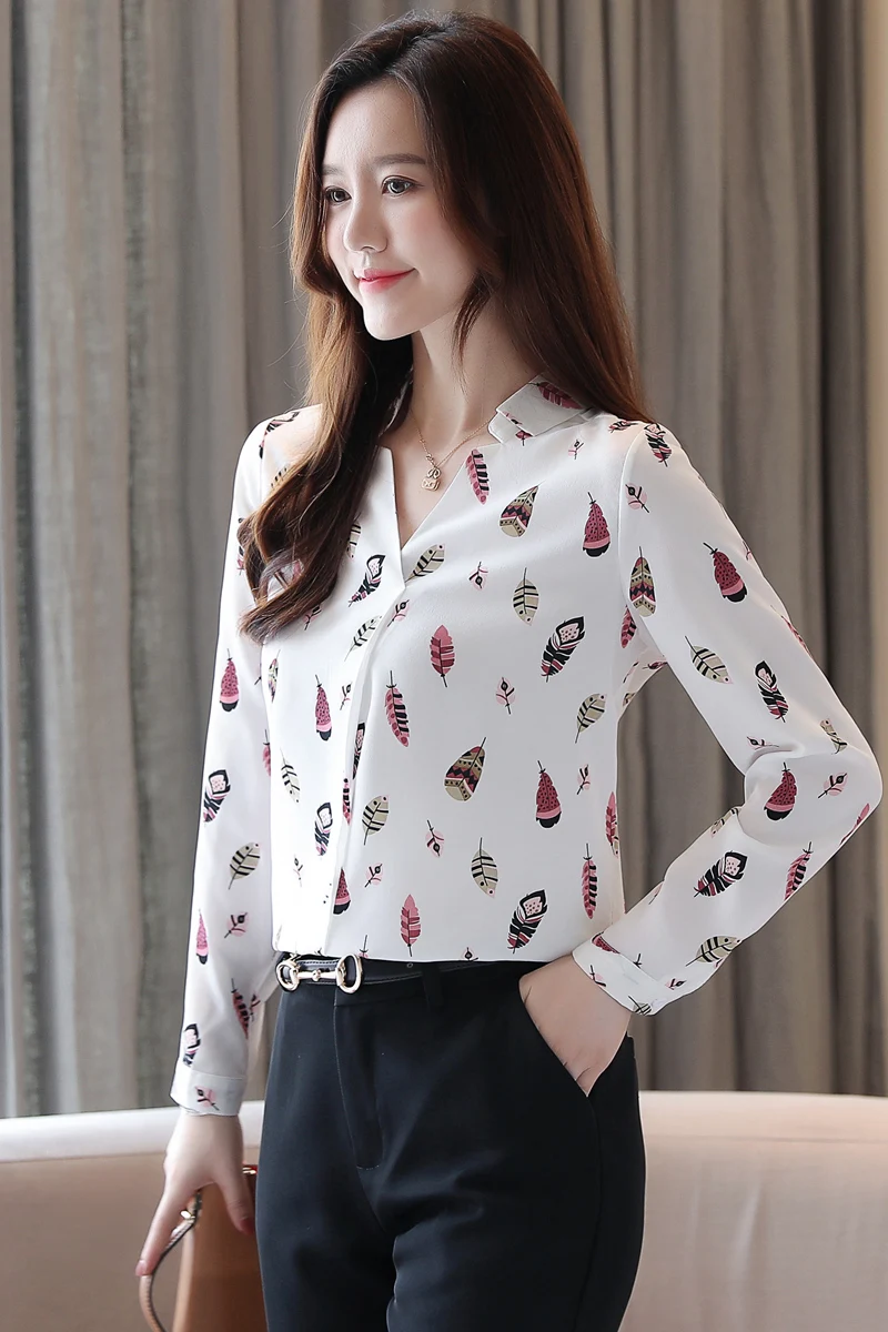 Blusas Mujer De Moda весеннее платье с длинными рукавами v образным вырезом принтом