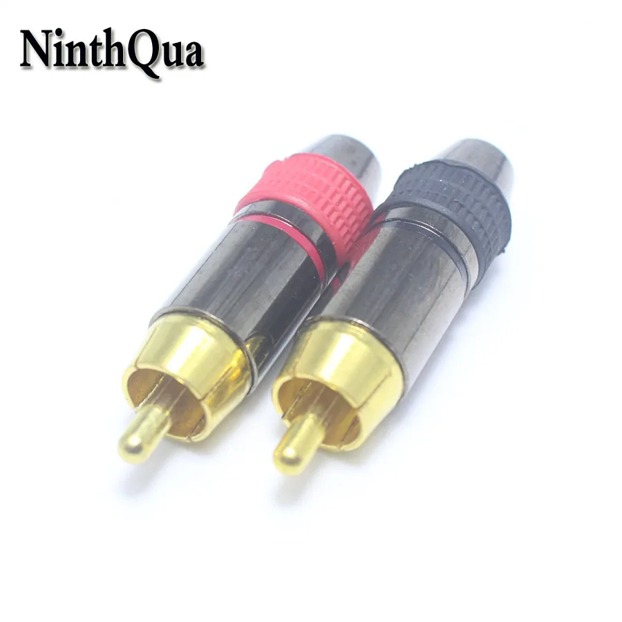 1 красный + Черный RCA штекер аудио позолоченный AV разъем для DIY кабеля или