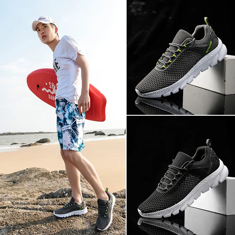 

Unisex Outdoor Beach Sport Upstream Aqua Shoes Size 36-46 Quick Dry Rubber Platform Shoes Women Jogging Mens Sneakers Summer