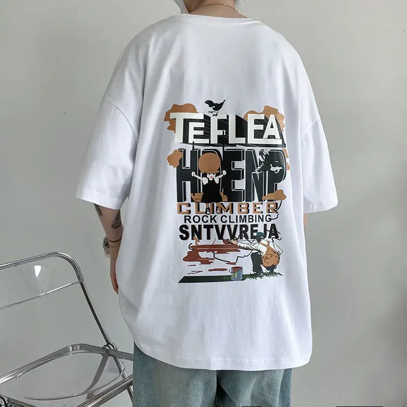 

T-shirts Men's Loose Short Sleeve O-neck T-shirt Thin Spring Autumn Casual Plus Size Men's Clothes Printed Trend Fashion Tops