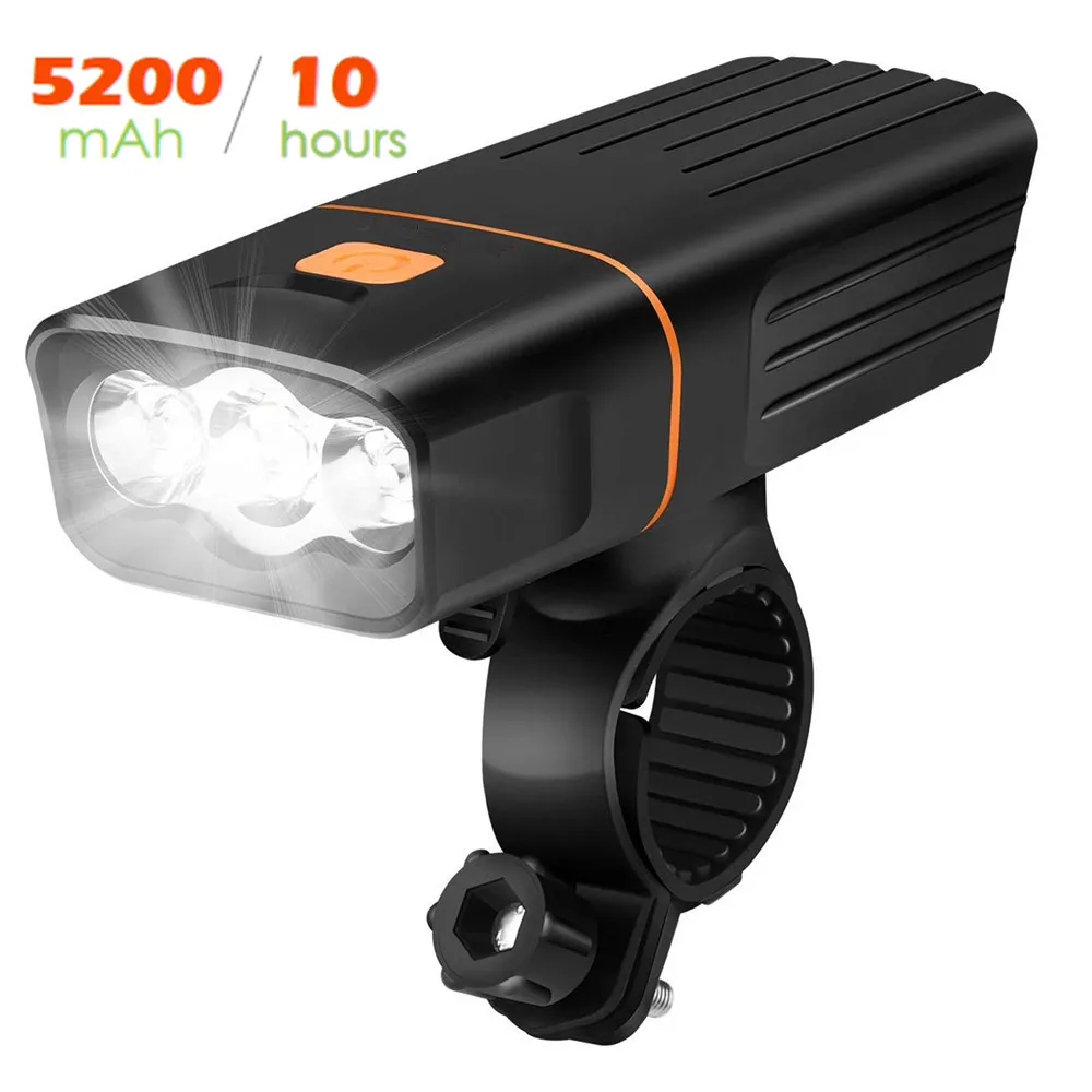 Фонарь велосипедный Аккумуляторный на 5200 мА · ч с зарядкой от USB и 3 светодиодами