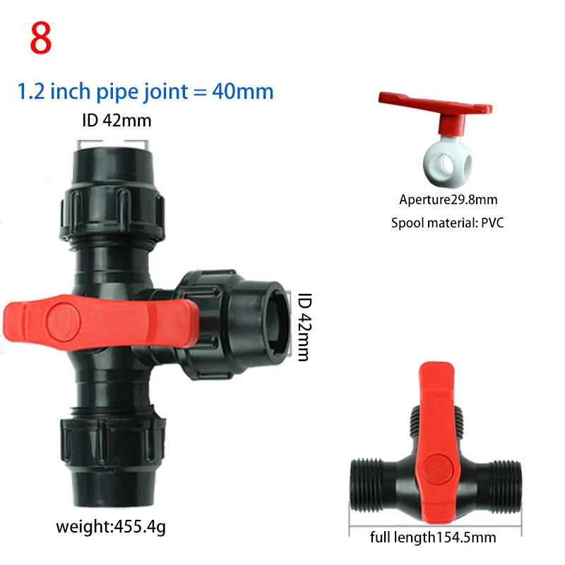 3-ходовой шаровой кран из ПВХ для капельного орошения клапан воды запорный