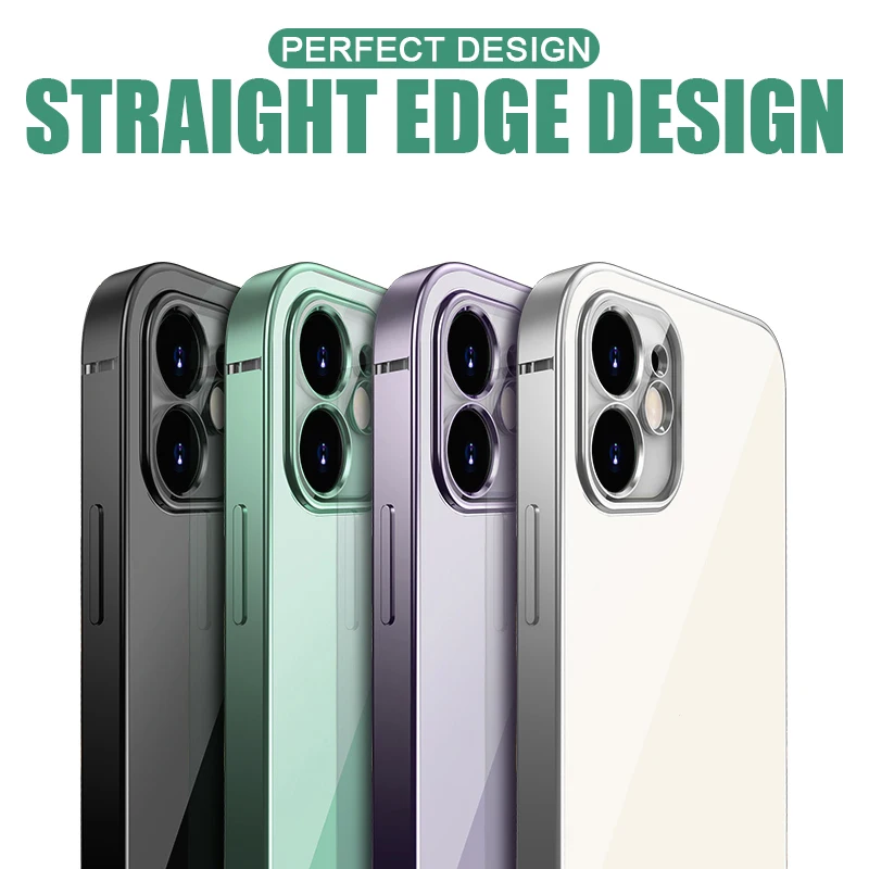 

New Plating Edge Case for iPhone 12 Mini Pro Max 11 Pro XS Max SE 2020 Shockproof Case Clear TPU Coque Capinhas Silicone Cover