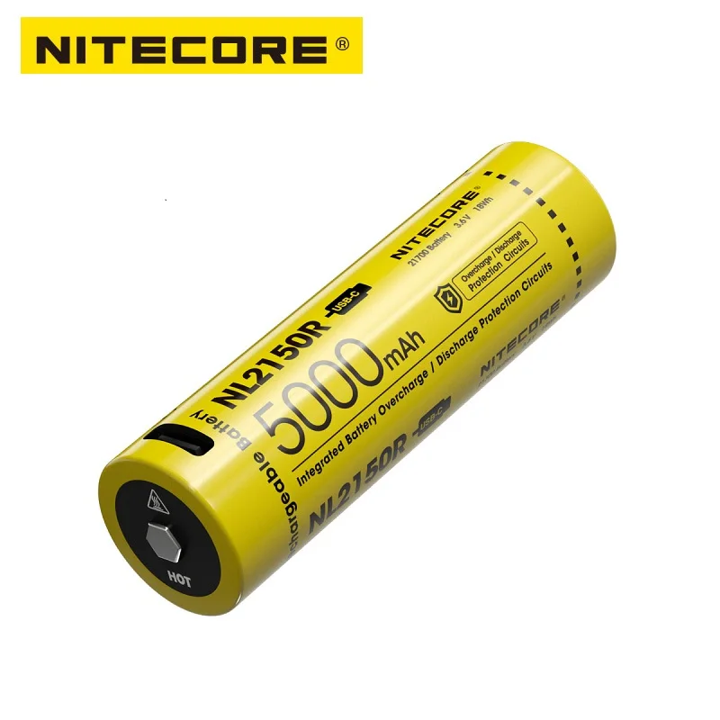 Аккумуляторная литий-ионная батарея NITECORE NL2150R USB-C 5000 мАч 3 6 В 5A для MH12 V2 Nitecore HC35 NEW P30