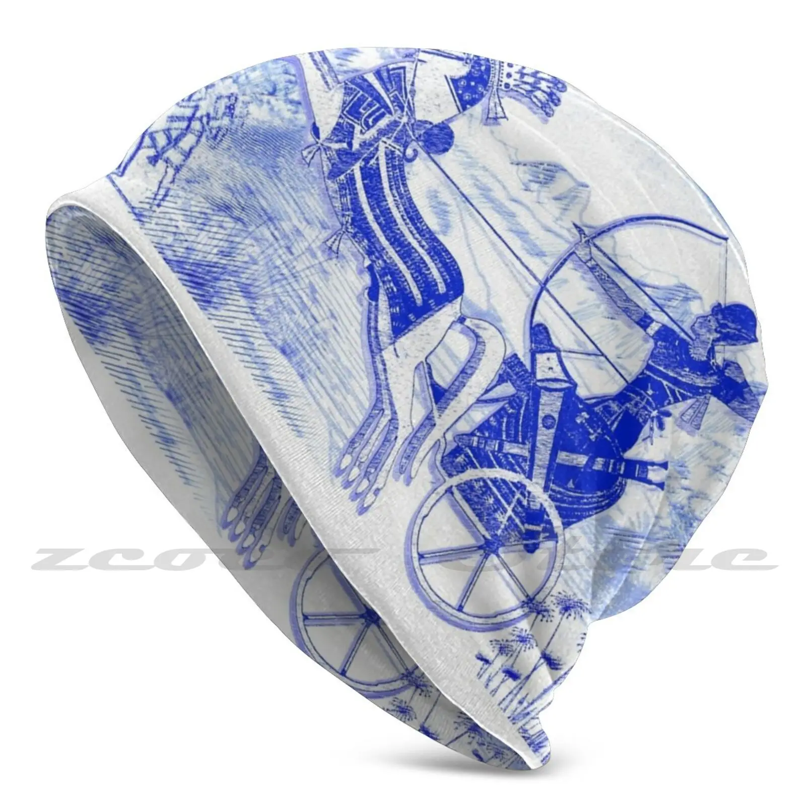 Egyptian Blue And White Ramses ( Spode Inspired ) Knit Hat E