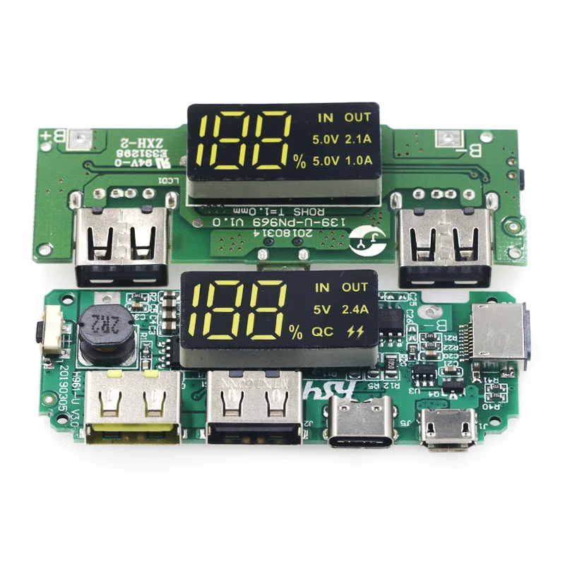 Светодиодный двойной USB 5 В 18650 а Micro/Type-C внешний аккумулятор модуль зарядки