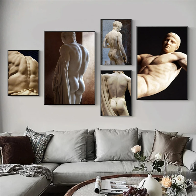 

Renaissance Figure Black and White Sculpture Art Canvas Paintings Posters and Prints Wall Art Pictures Living Room Home Decor