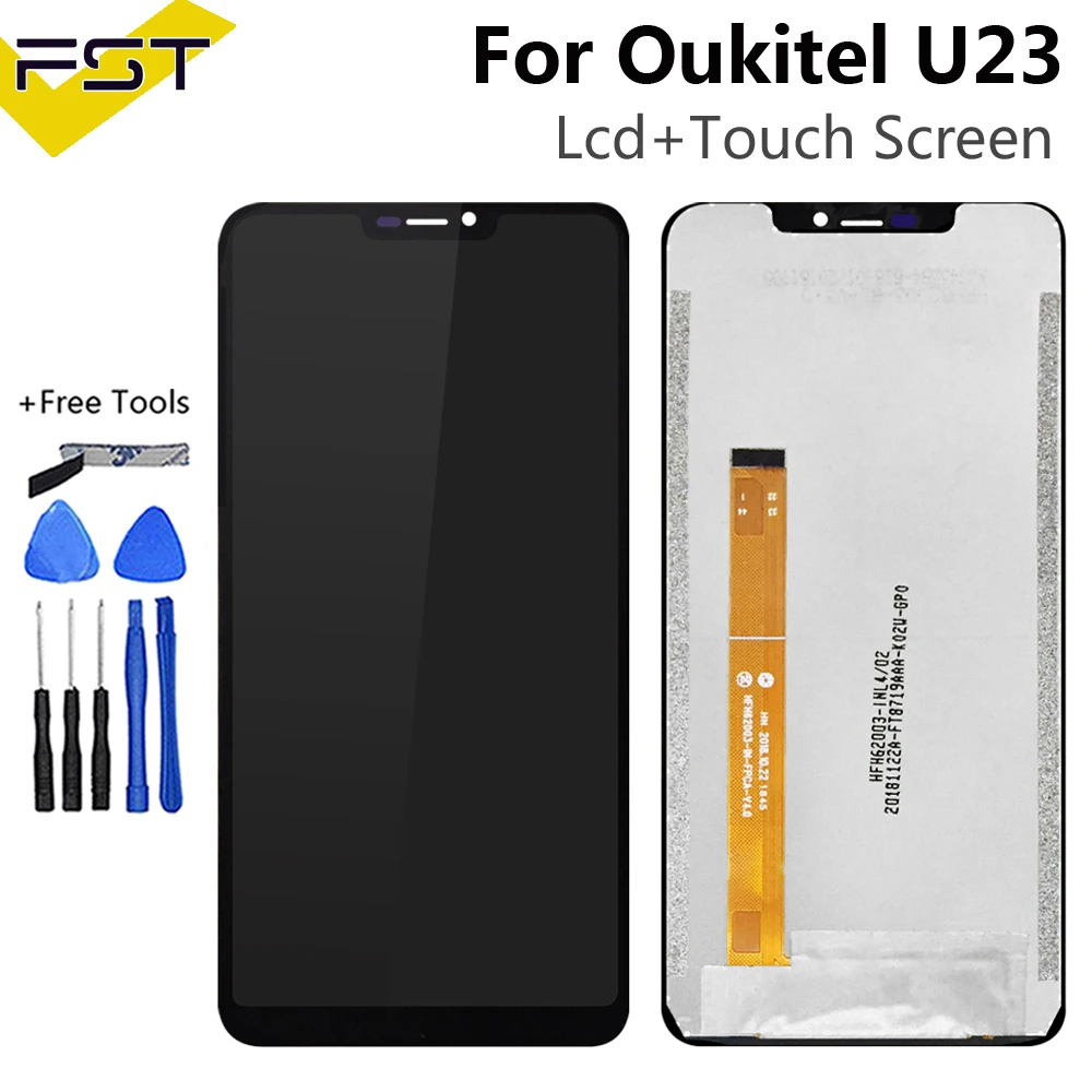 Черный ЖК-дисплей 6,18 дюйма для Oukitel U23, сенсорный экран, дигитайзер в сборе, запчасти для ремонта, инструменты, клей
