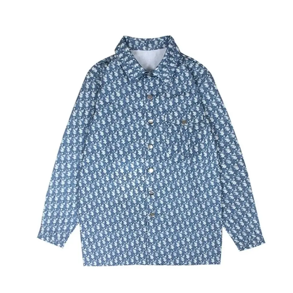 

2021 Spring and Summer New Coat Female Flower Shirt Student Korean Loose Medium Long Shirt Long Sleeve Top