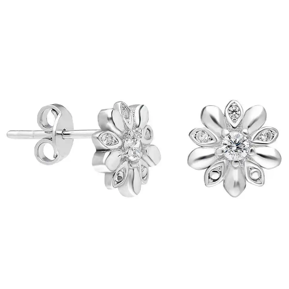 

Zircon Stone Flower Design 925 Sterling Silver Earrings