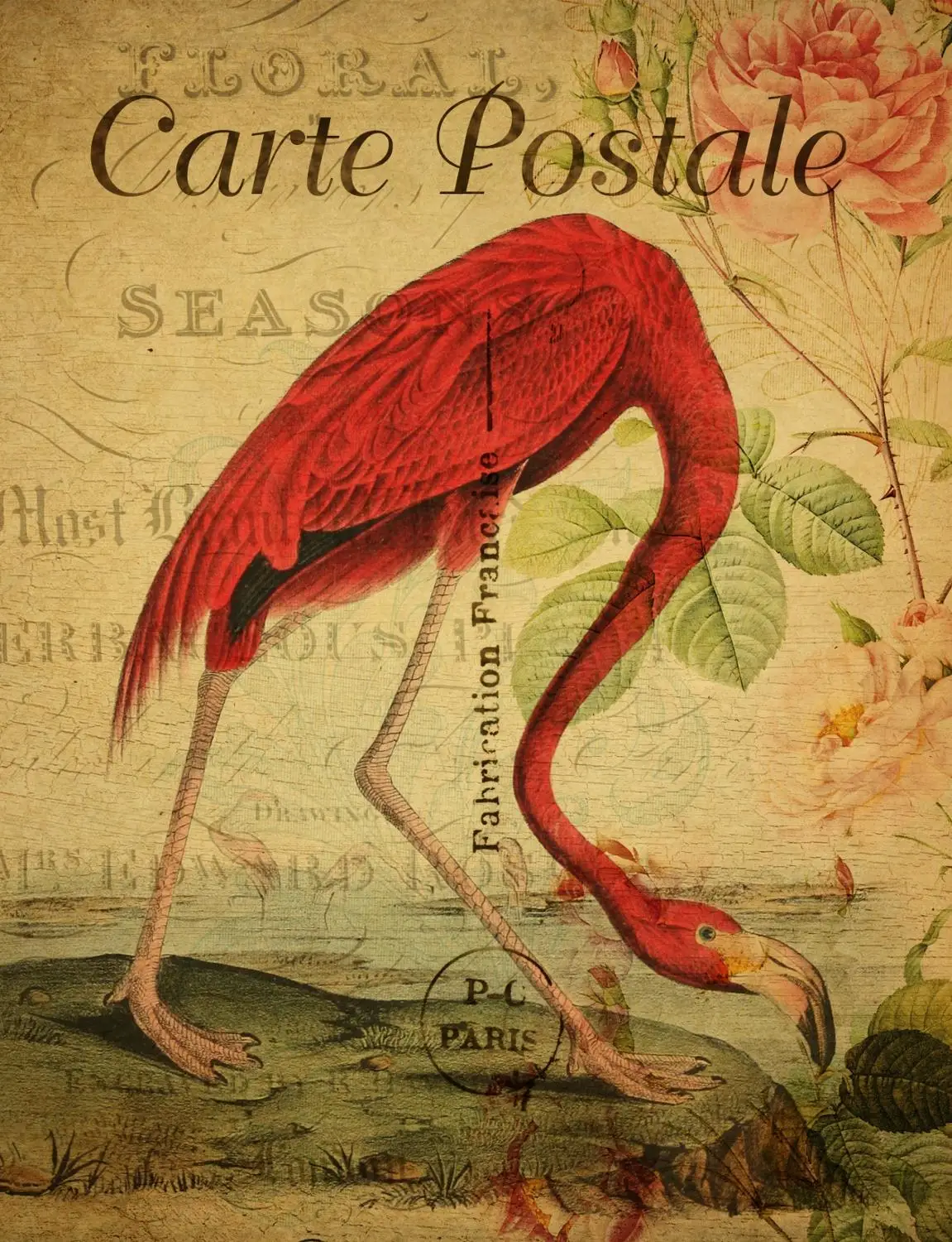 

400X300MM flamingo-vintage-postcard-painting jumbo fridge magnet SFM-0328