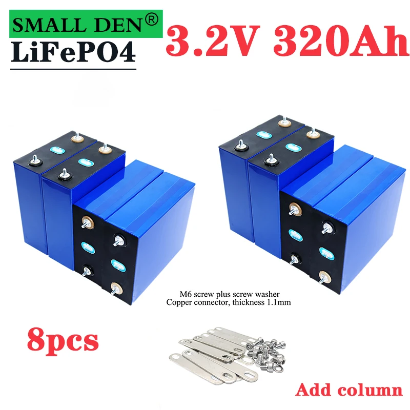 

8pcs 3.2V 320Ah Lifepo4 Battery 3C High Power Lithium Iron Phosphate Battery DIY12v 24v RV Solar Energy Storage EU US Duty Free
