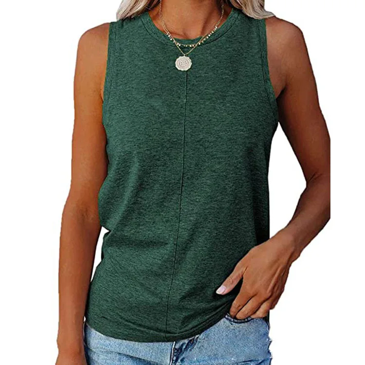 

2021_Summer new style foreign trade vest sleeveless solid color loose ladies T-shirt top XX04