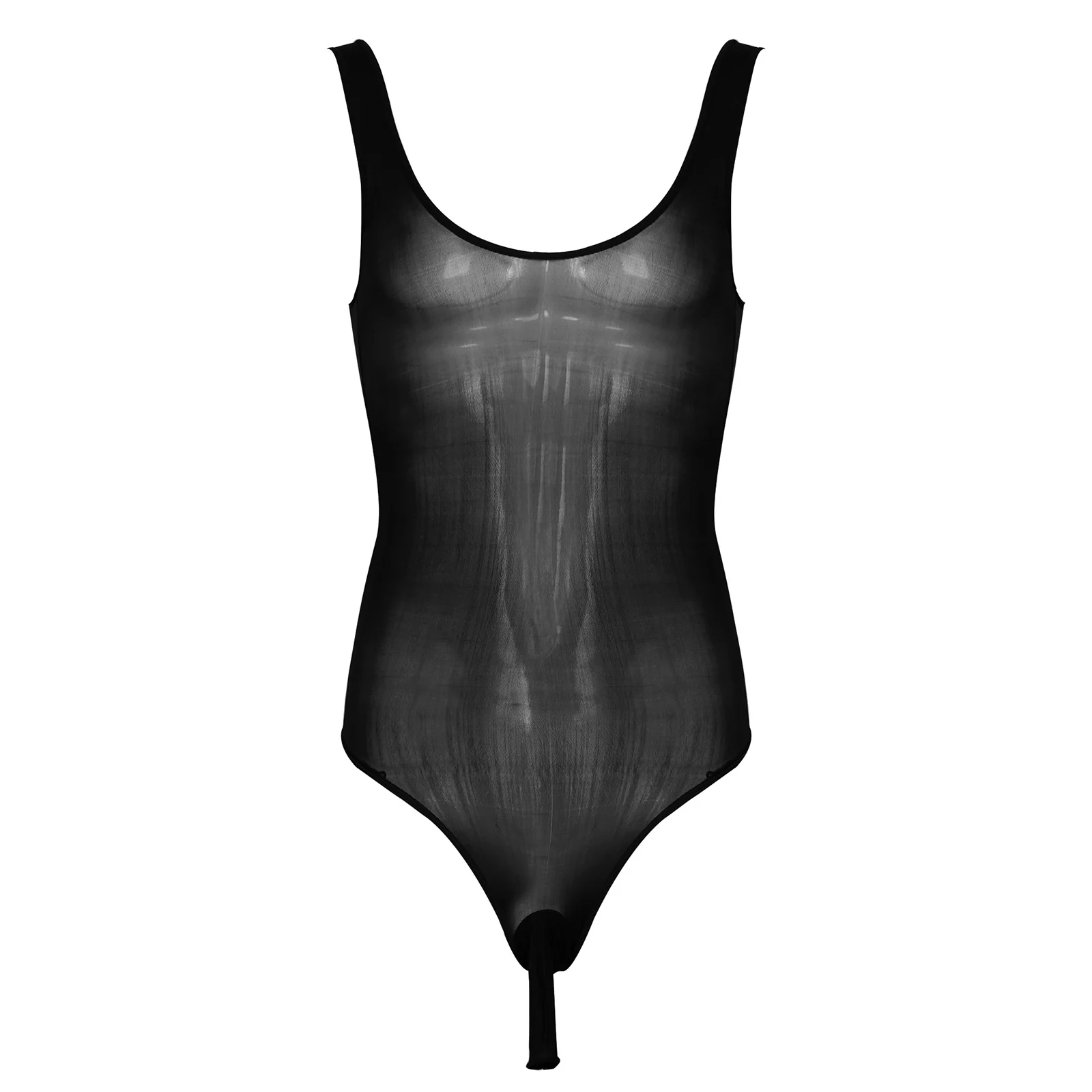 

Sissy Lingerie Bodysuit for Sexy Mens Erotic See-Through Sleepwear Scoop Neck Open Bulge Pouch Leotard Underwear Nightwear