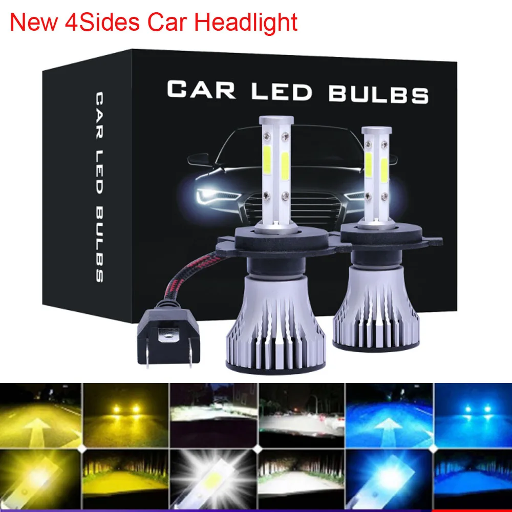 

LED MIni 4side Car Headlight H4 Hi/Lo Beam H7 H1 H3 H8 H9 H11 H13 9005 9006 9007 80W 12000lm 6500K Auto Headlamp Fog Light Bulbs