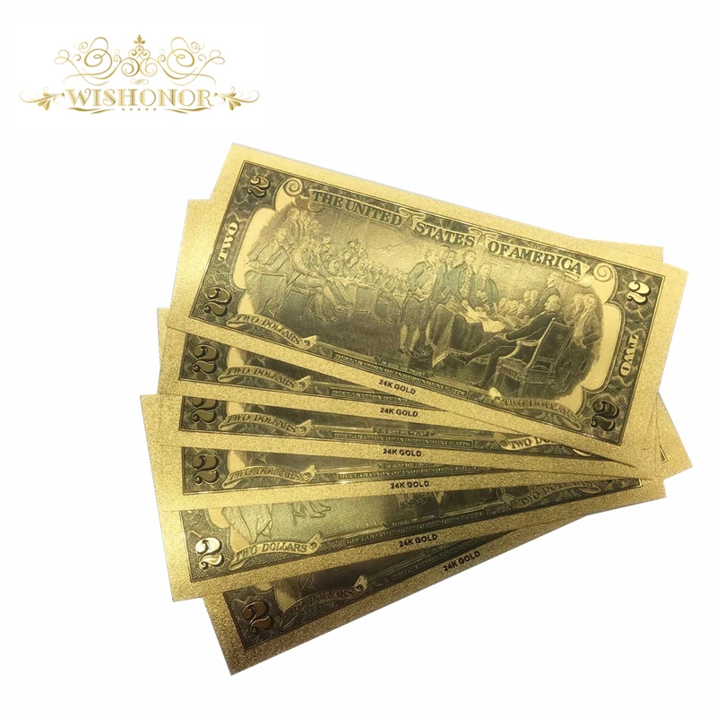 Wishonor лучшая цена за цвет США золотые банкноты 1 доллар в 24k бумажные деньги для