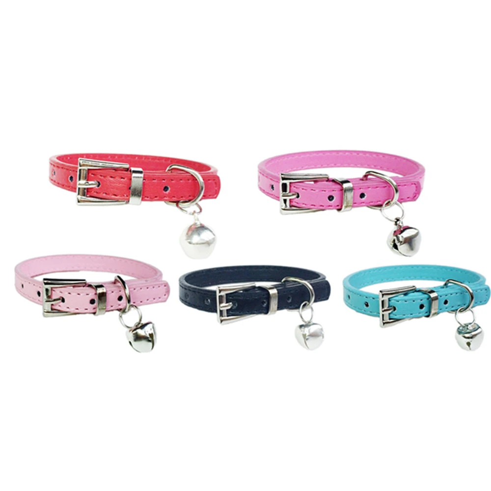

Dog collar Puppy necklace neck strap for doggie pet Supplies PU Small Dog cat with Bell dropshipping