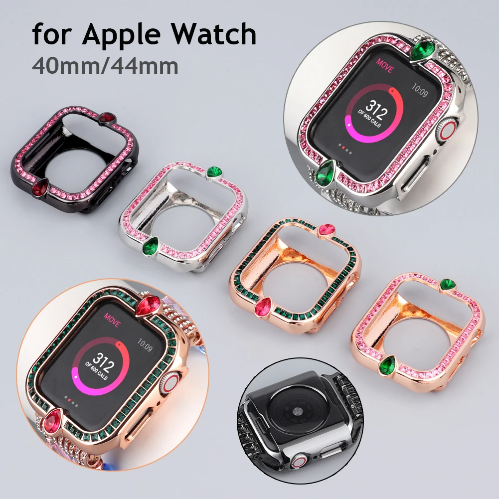 Woman Bling Metal Case For Apple Watch 44mm 40mm Luxury Dressy Protector Vintage Sparkling Jewelry Cover for iWatch 6 5 4 SE