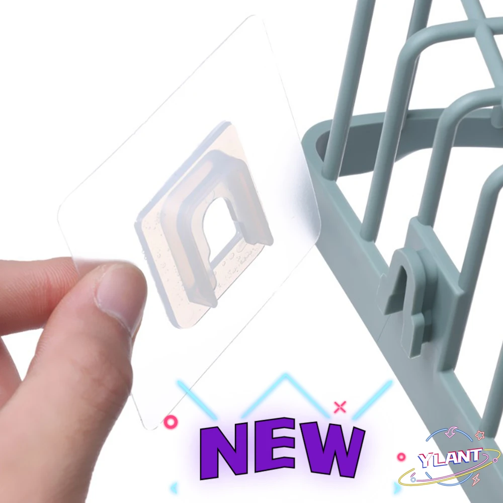 

Bathroom Shelf Sticker for Wall Rack Waterproof Kitchen Sticking Wall Screw Hook Hanger Transparent Strong Adhesive Hook