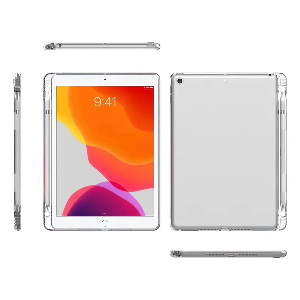 Для iPad 7th Gen Прозрачный чехол с карандашом, ТПУ защитный чехол, противоударный чехол для планшета, чехол для планшета, подставка для планшета