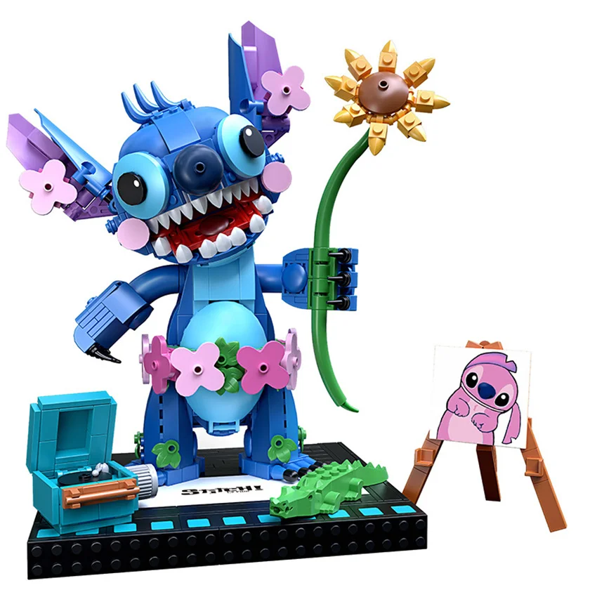 

Disney 881Pcs Cartoon Lilo & Stitch Toys Cartoon Model Building Blocks Bricks Birthday Christmas Gift Toys for Children Boys