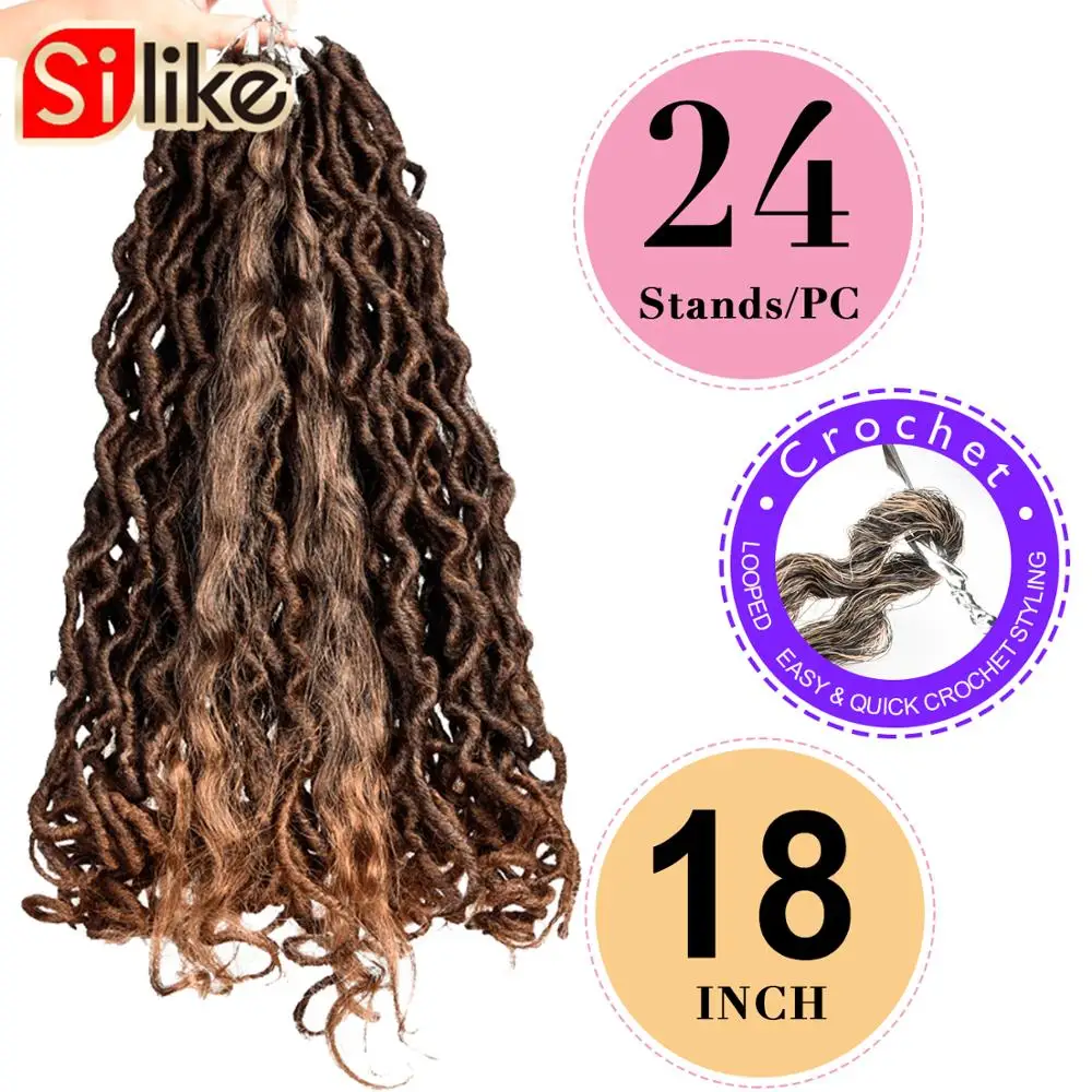 Фото 18 дюймов Boho Locs вязание крючком плетение волос ручной работы дреды искусственные Locs С Curl заканчивается синтетических богемный волос для Для ... №3