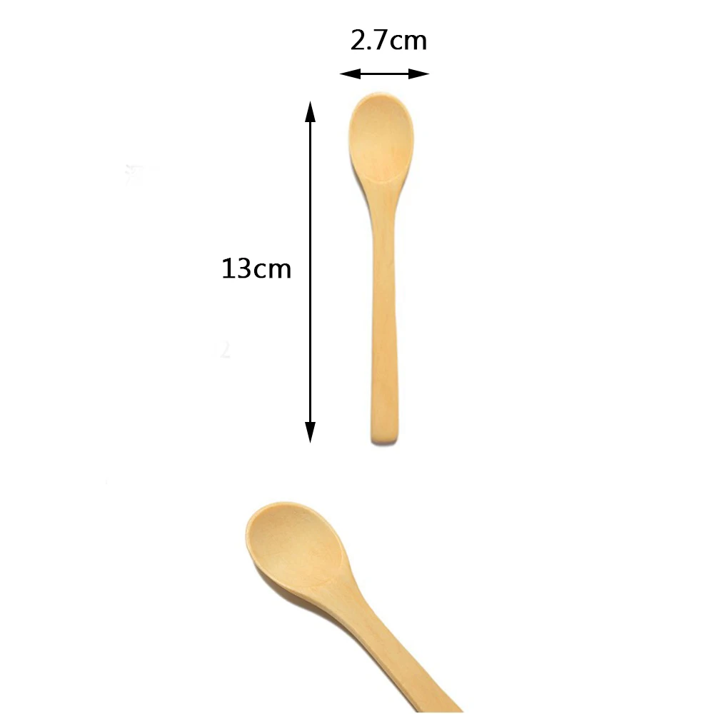 

6pcs Wooden/Bamboo Spoons Cooking Teaspoon Coffee Honey Condiment Mini Kitchen Utensil Children Ice Cream Dessert Tableware