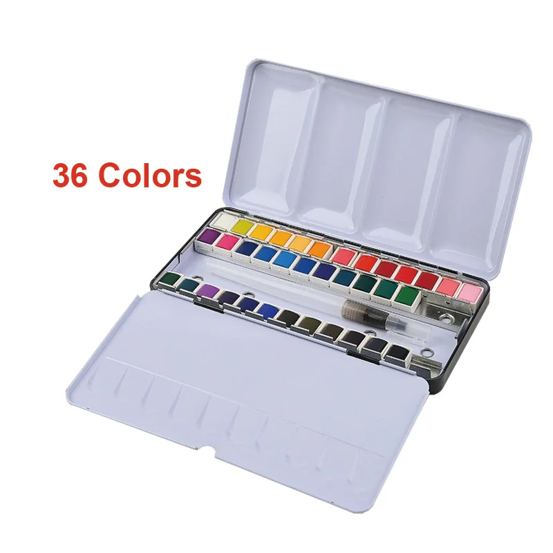 

Artist Grade 36 colors solid Watercolor paint for Artists and Students, Portable Art Painting cake Set with Metal Case