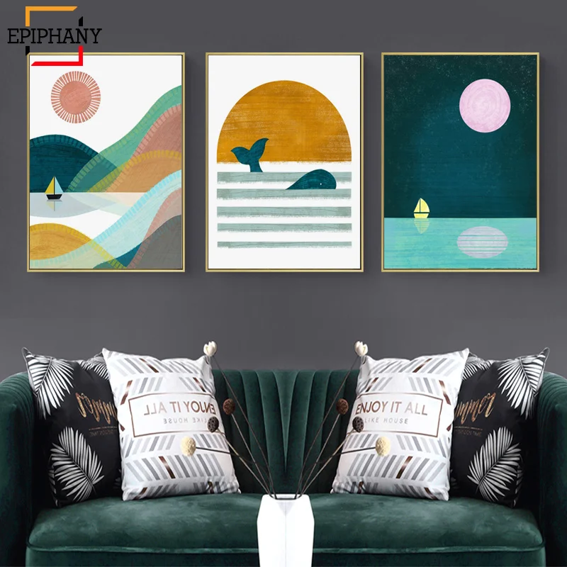 Настенная картина с изображением заката дневная фотография Скандинавская для