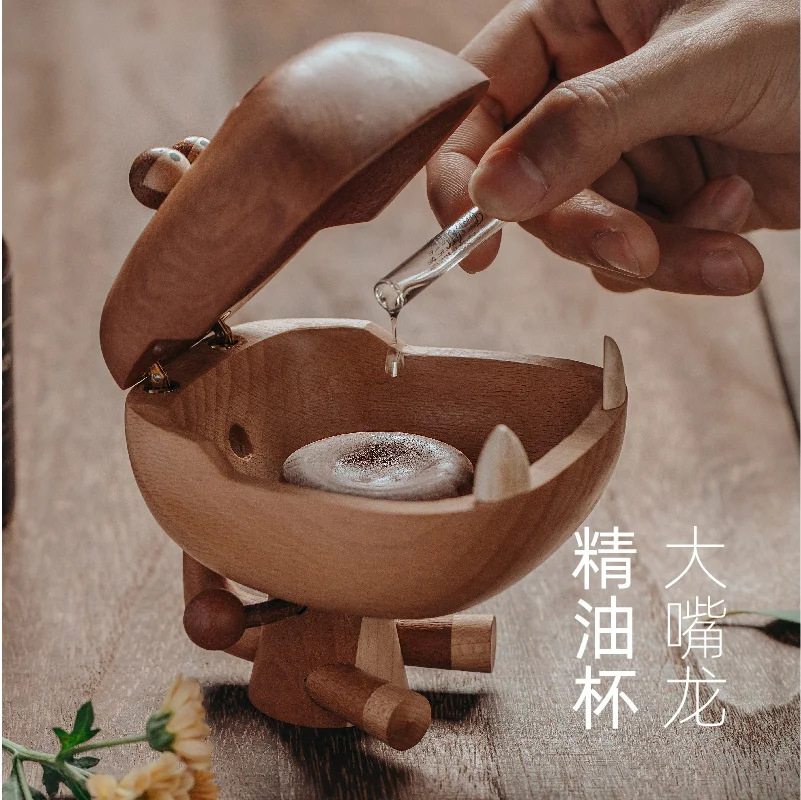 Wooden Angry Big Mouth Dragon Figurine Incense Burner Candy Storage Box Home Decor Modern Wood Craft Desk Decoration Accessories | Дом и сад