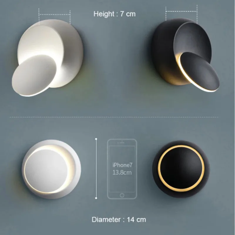 Chkok Simple Background Wall Decor Lamp Fashion Creative 360 Degree Rotating Design LED Light Modern Round Indoor Lighting | Освещение