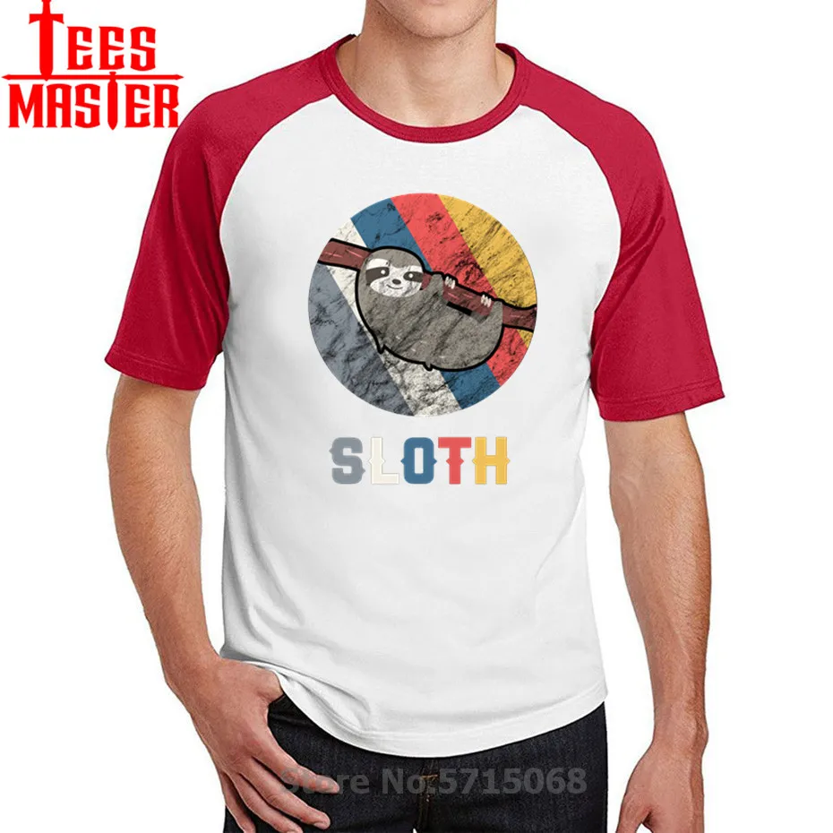 Винтаж Ретро Ленивец с забавным мультипликационным принтом Футболка длинным