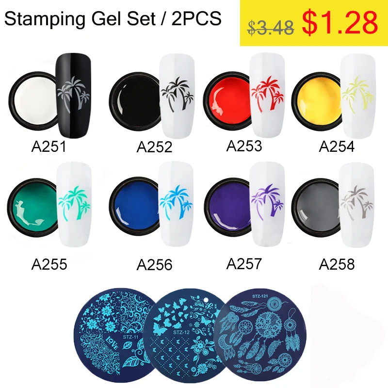 Набор гель лаков для ногтей ROSALIND набор нанесения УФ лака с печатным рисунком