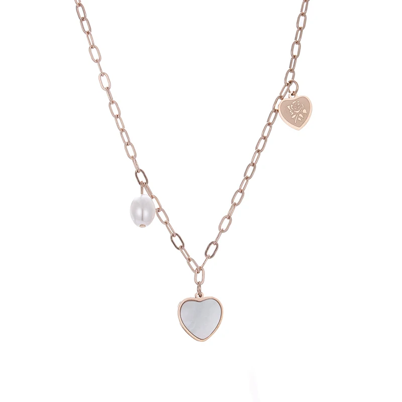 

Hot Selling Heart Shape Shell Pearl Love Cute Pendant Necklaces for Women Gifts