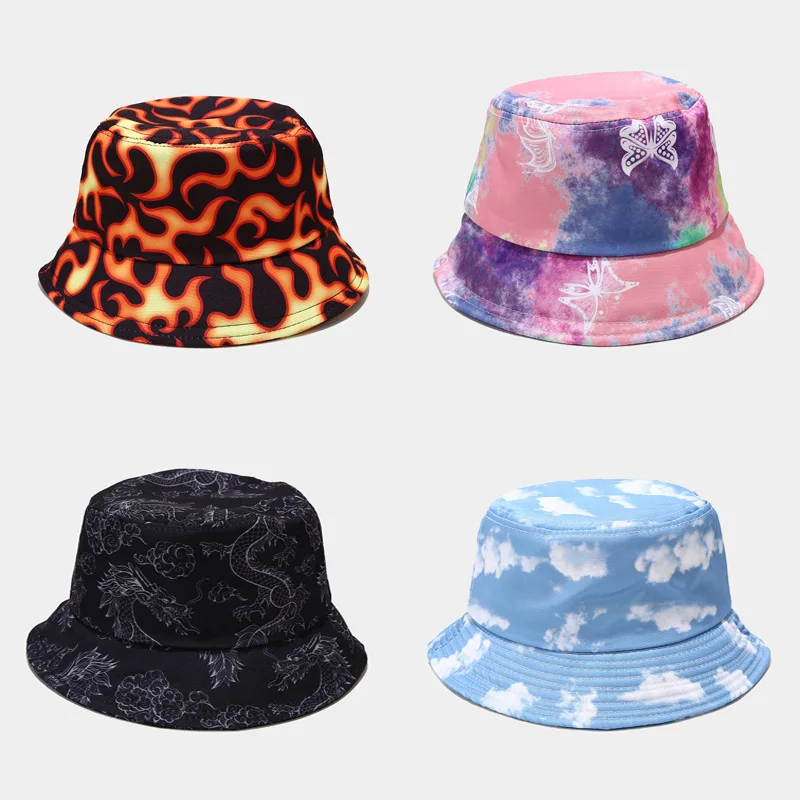 

Colorful Printed Pattern Bucket Hats Women Fashion Fishing Sun Fisherman Hat Summer Black Panama For Men Girls Boy Hip Hop Caps