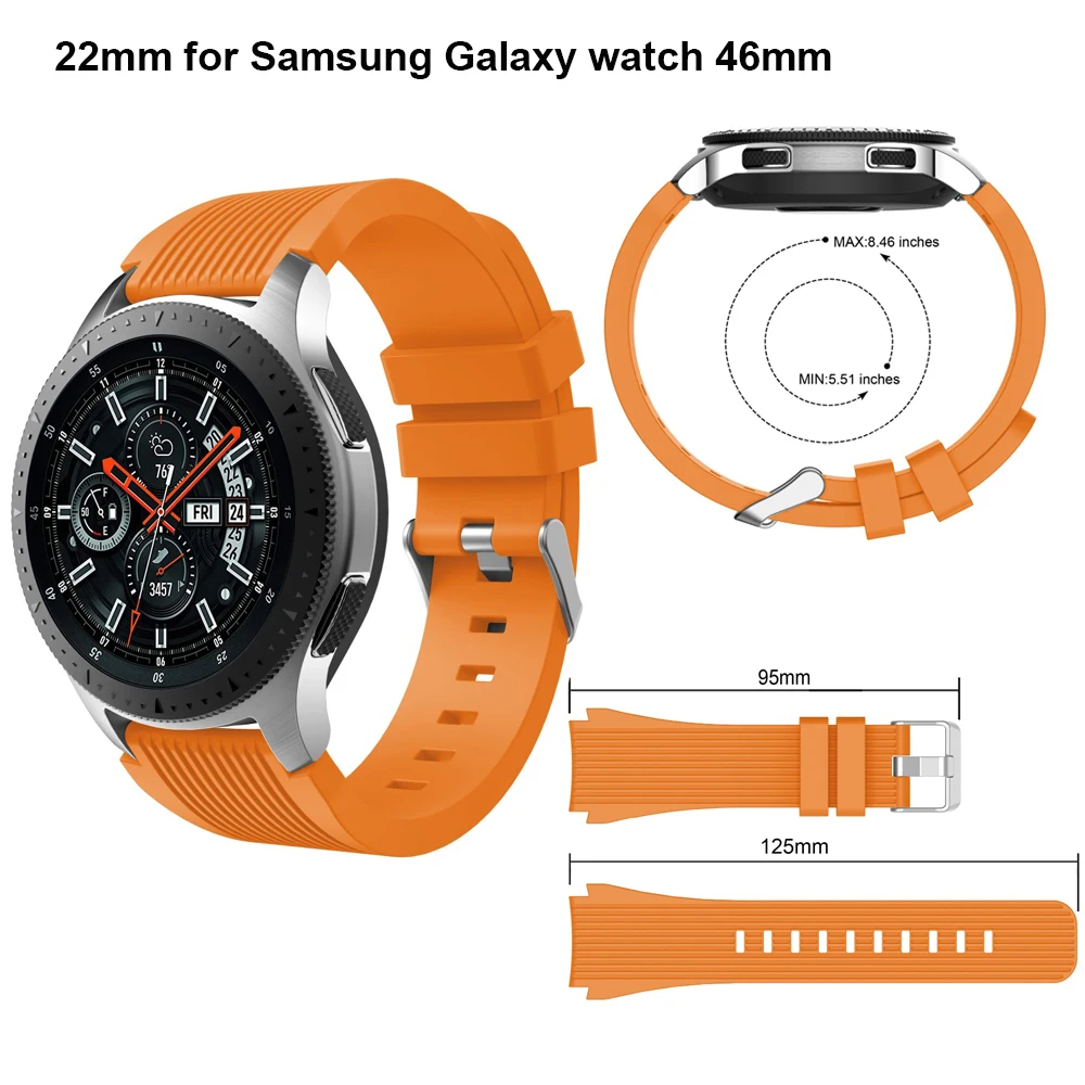 Ремешок для часов 22 мм samsung galaxy watch 46 S3 Frontier/Classic huawei gt силиконовый браслет huami