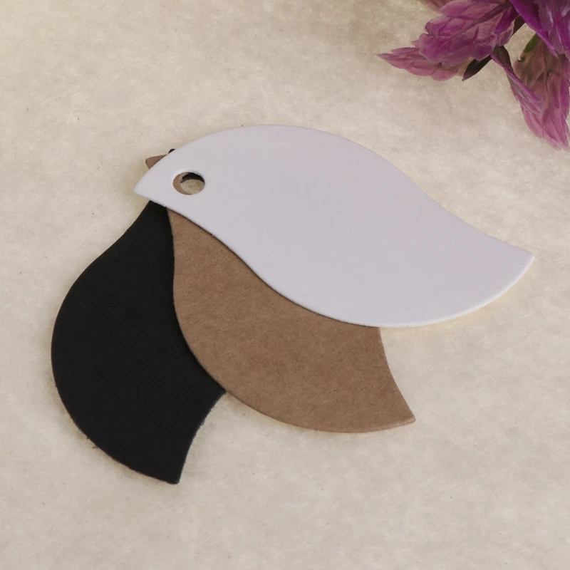 

100 Pcs/Lot Kraft Paper Blank Card DIY Hanging Tag Label Hole Gifts Leaf Shaped