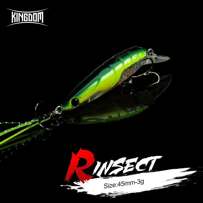 

Kingdom R-INSECT Floating Fishing Lures 45mm 3g Mimic Minnow Action Reverse Insect Bait Wobblers Hard Baits Fishing Lure Tackles