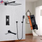 Душевая система для ванной комнаты, матовый черный смеситель Водопад с цифровым дисплеем, 10 дюймов, 12 дюймов