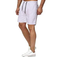 casual swimming shorts solid color elastic waist drawstring men quick dry pockets beach shorts beachwear