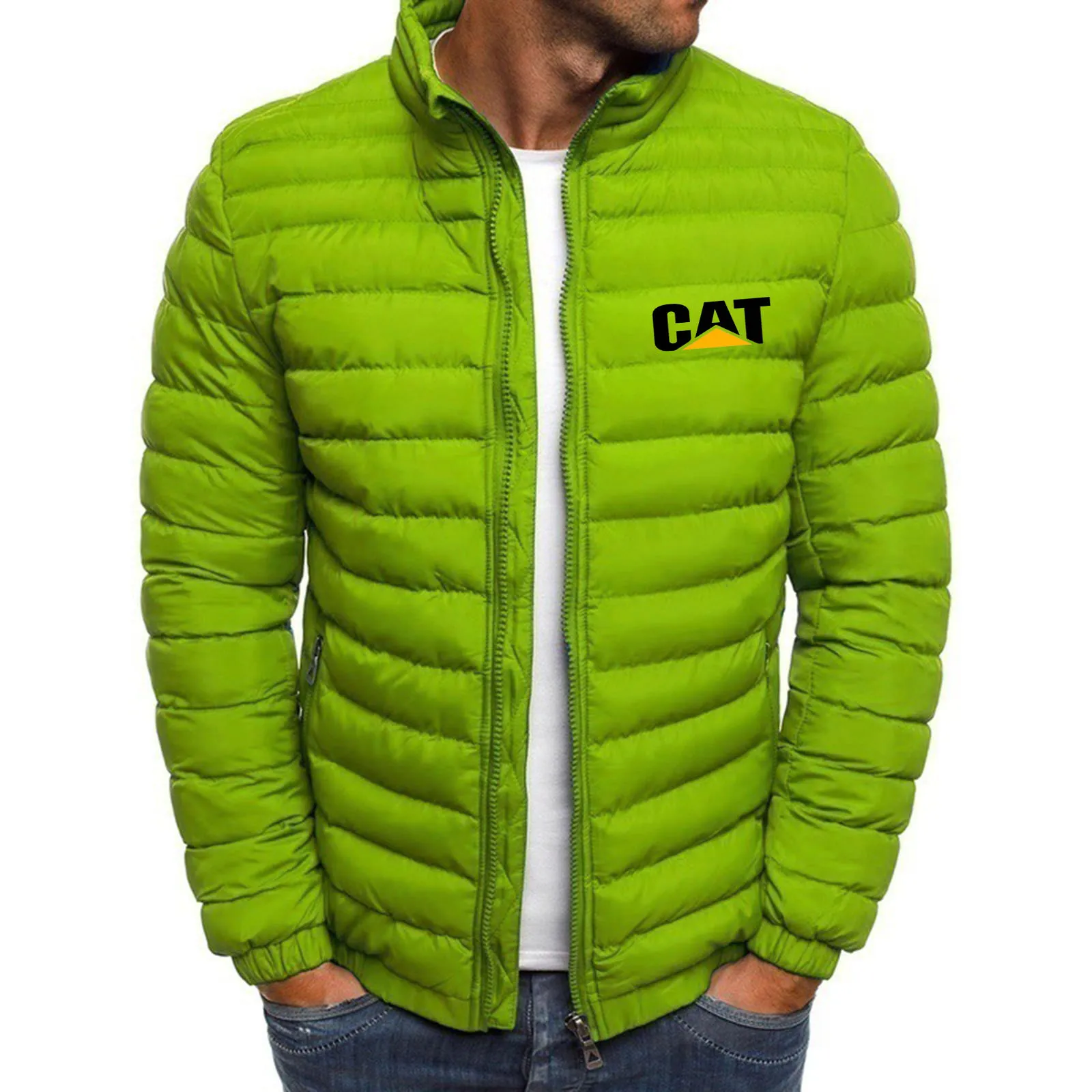 

2022 autumn and winter new men's warm jacket zipper stand-up collar trench coat excavator driving suit transport parka coat