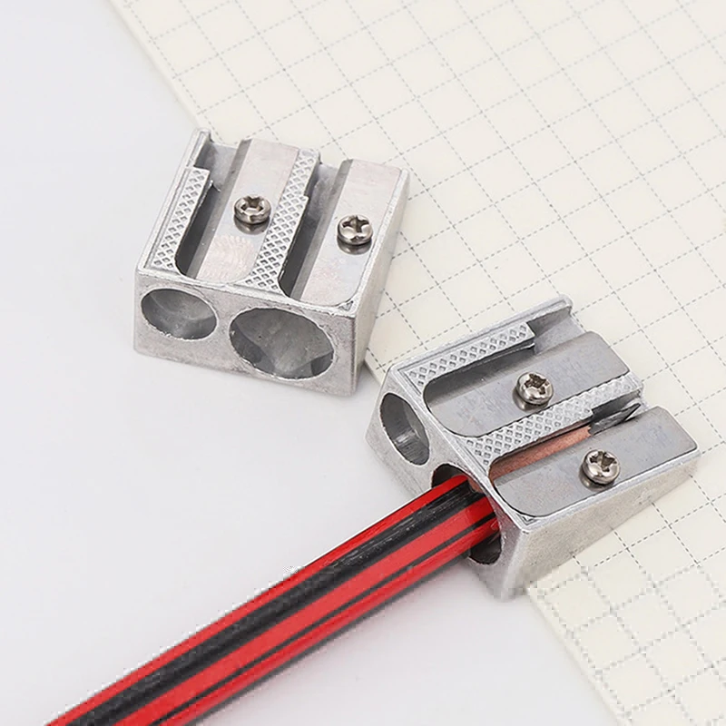 

1pc New Reliable Metal Pencil Sharpeners Double Hole Drawing Writing Sharpener