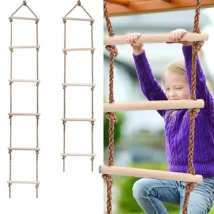 Kids Fitness Toy Wooden Rope Ladder Multi Rungs Climbing Game Toy
Outdoor Training Activity Safe Sports Rope Swing Swivel Rotary