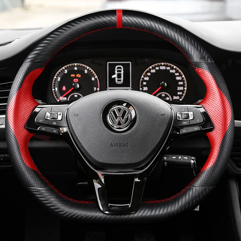 

DIY Ручная строчка из углеродного волокна Кожаная фотокожа для Volkswagen Golf Santana Sagitar Lamando Lavida Bora Passat