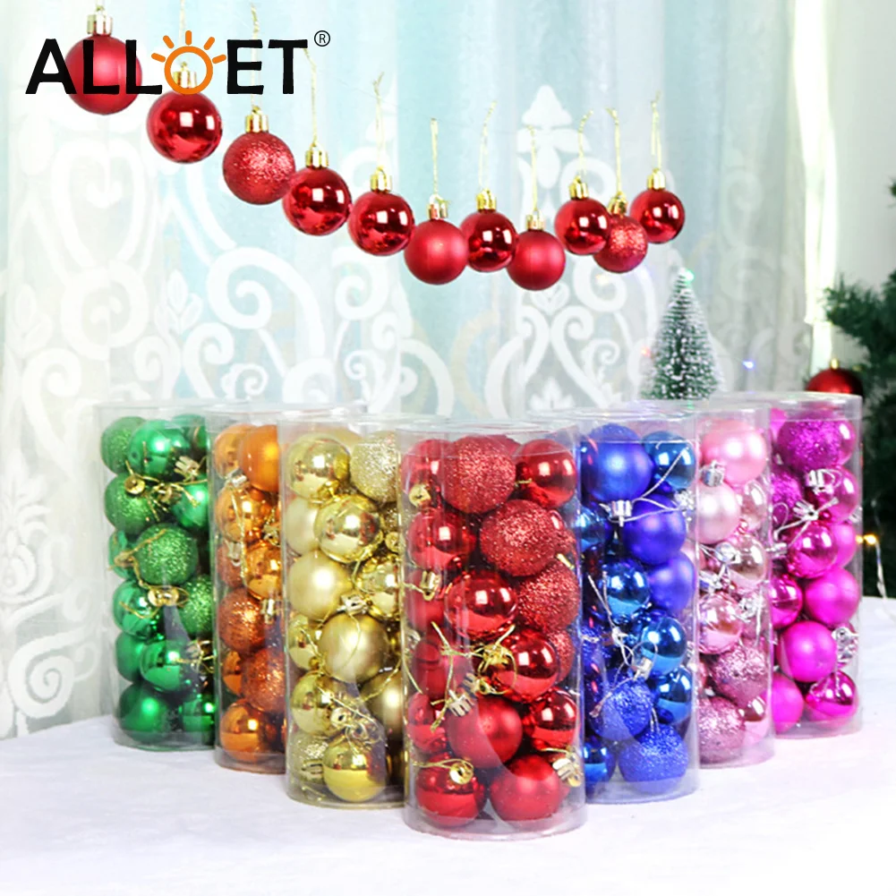 

Christmas Balls Xmas Tree Ornaments Plastic Colorful Hanging Tree Pendants Glitter Bauble Holiday Party Ornaments